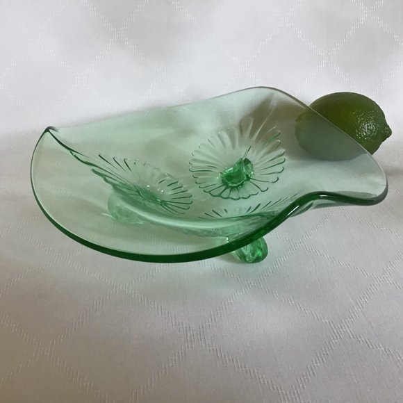 Other - Vintage Three Legged Light Green Glass Candy / Trinket / Display Dish